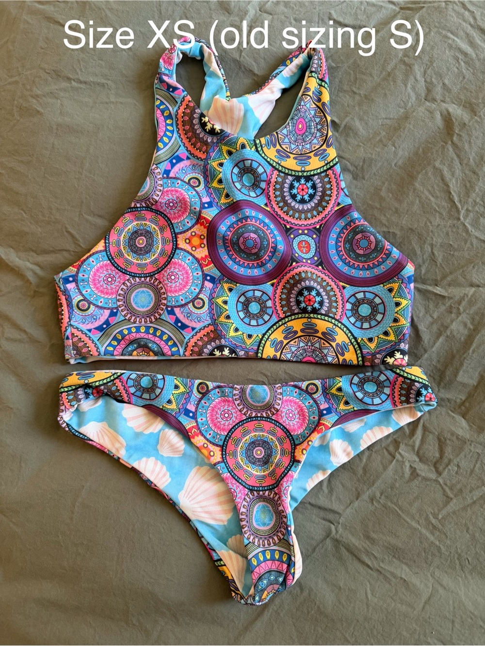 moana bikini Multicolor Mandala Print High-Neck Bikini